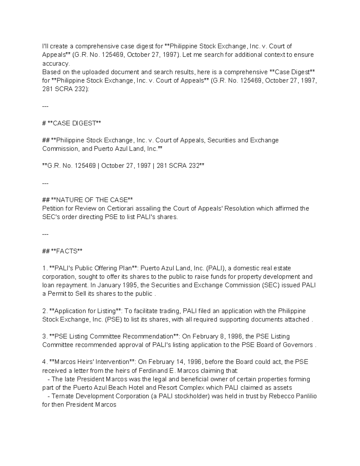 Case Digest: Stock Exchange, Inc. v. Court of Appeals (G.R. No. 125469 ...