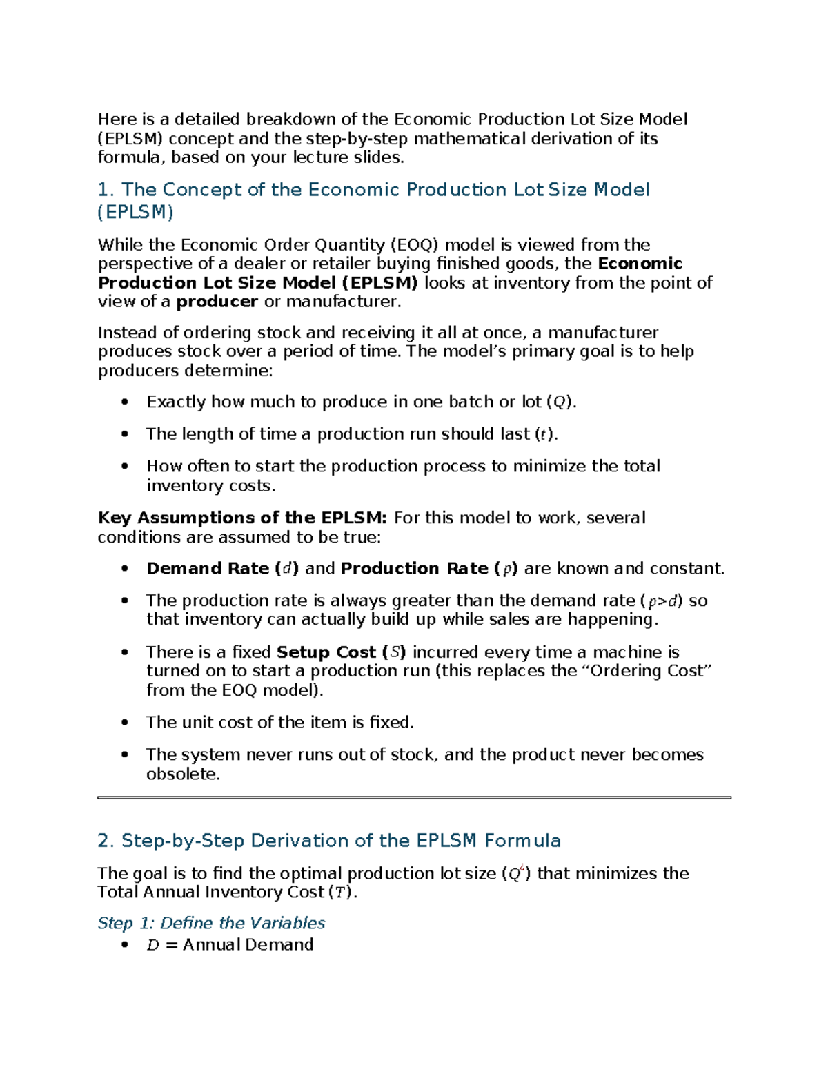 EPLSM: Detailed Breakdown & Formula Derivation for Inventory Management ...