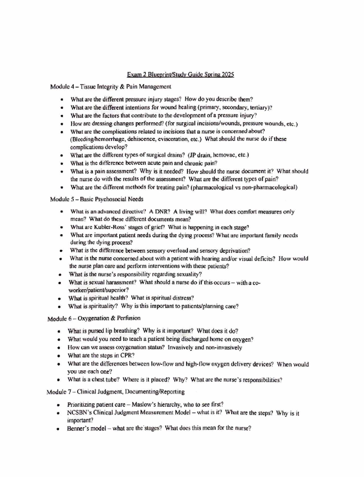 Foundation Exam 2 Guide: Tissue Integrity & Pain Management - Studocu