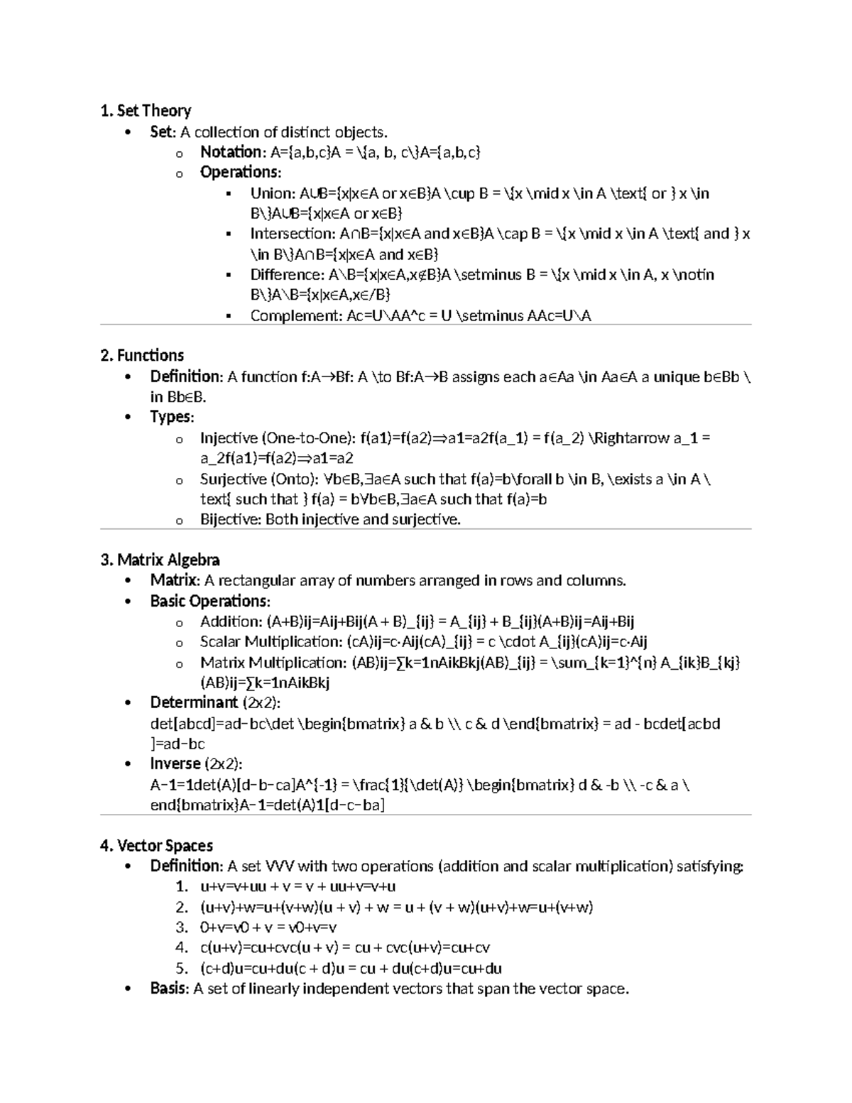 Algebra 101: Set Theory, Functions, Matrix Algebra & Vector Spaces ...