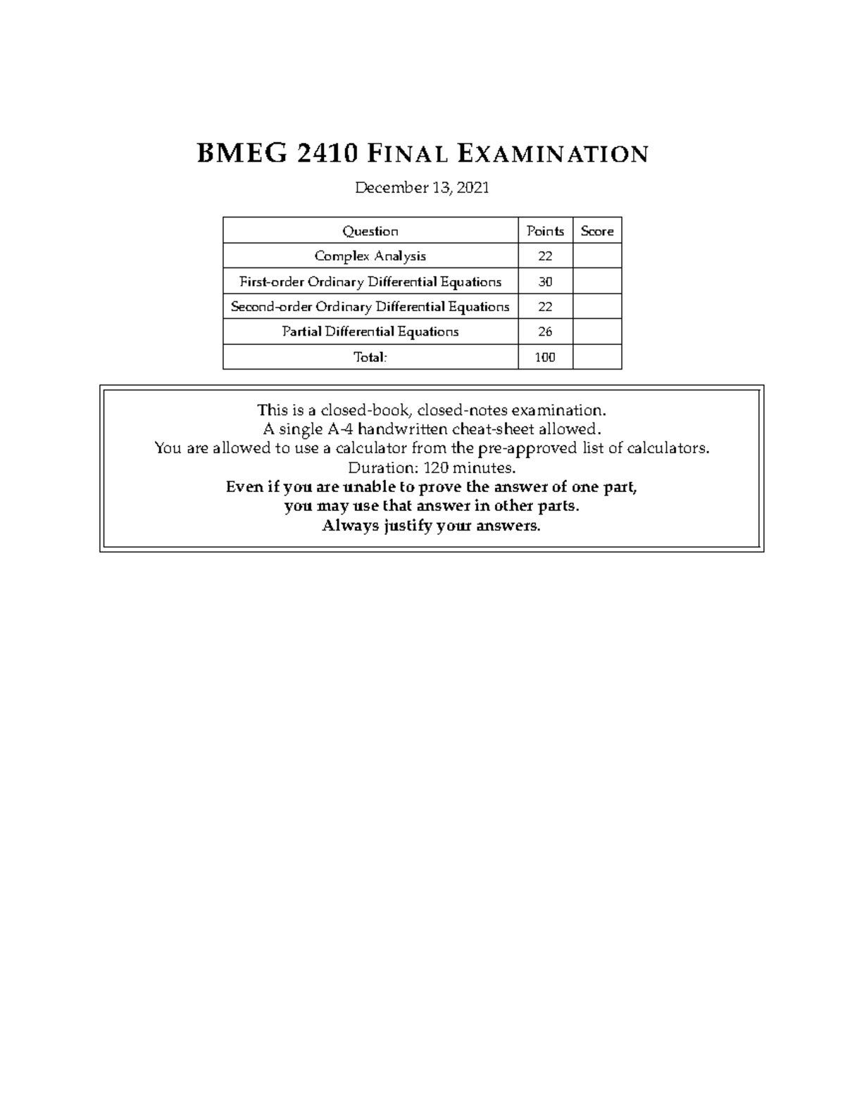 BMEG2410-2021 Final Exam Solutions: Comprehensive Analysis & Answers ...