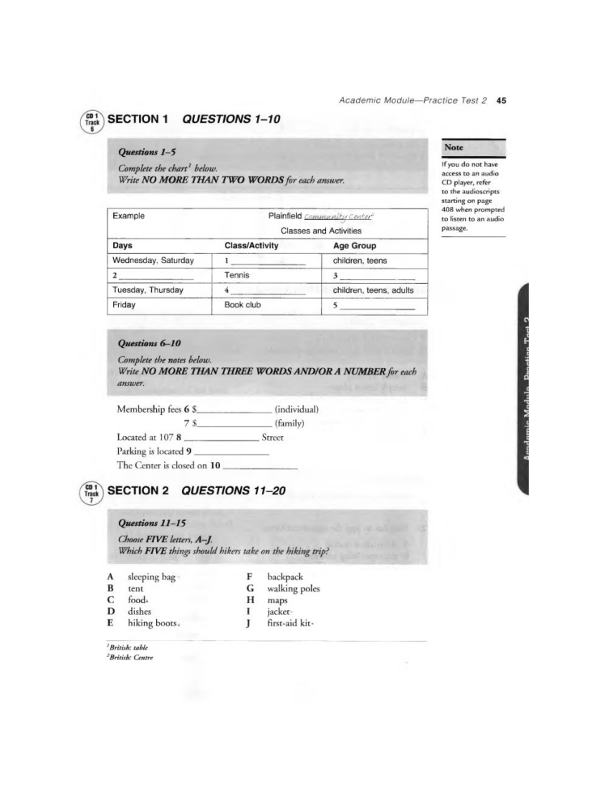 Listening Test 2: Academic Test 2 CD Track Questions and Answers - Studocu