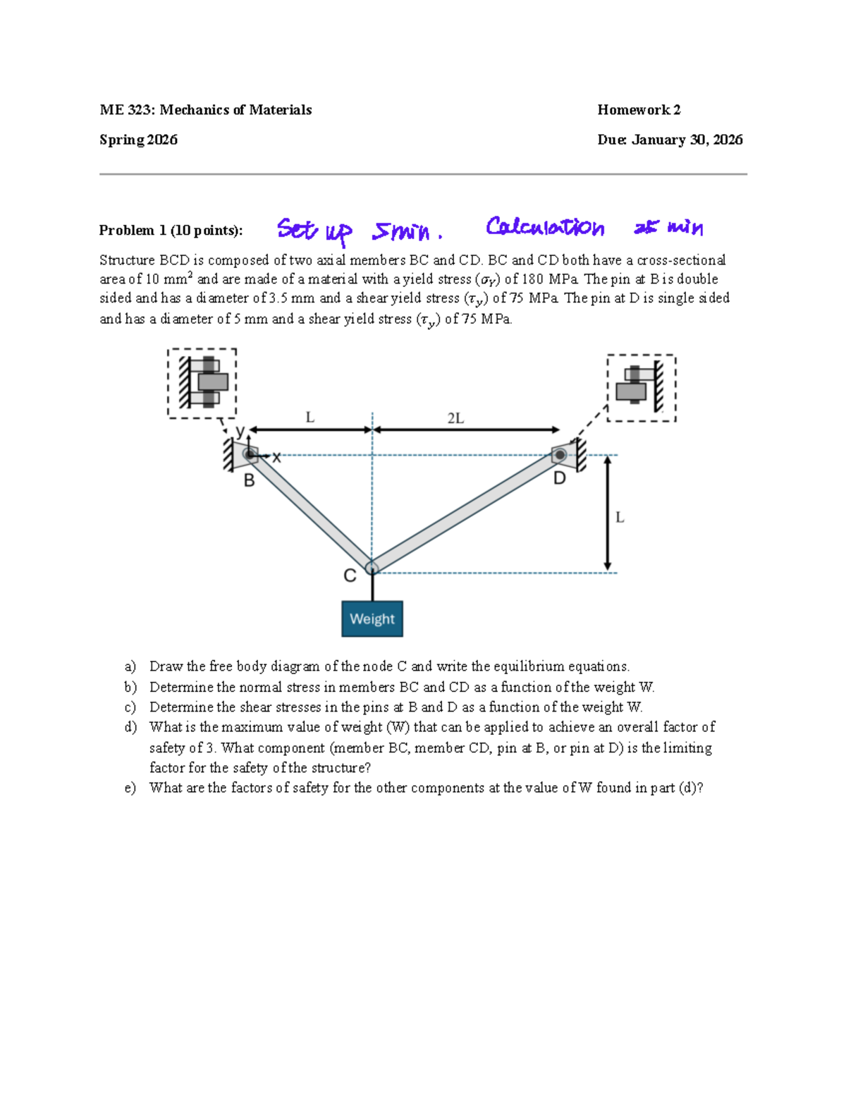 ME 323: Mechanics of Materials Homework 2 Solutions - Spring 2026 - Studocu