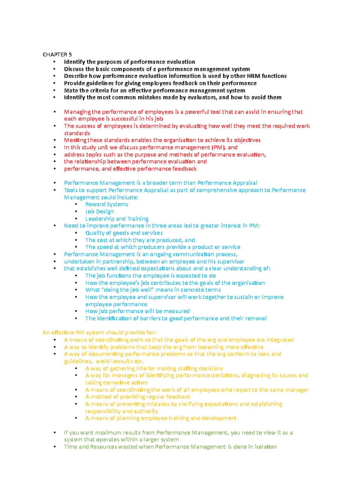 Chapter 9 - Summary of Performance Management in HRM Principles - Studocu