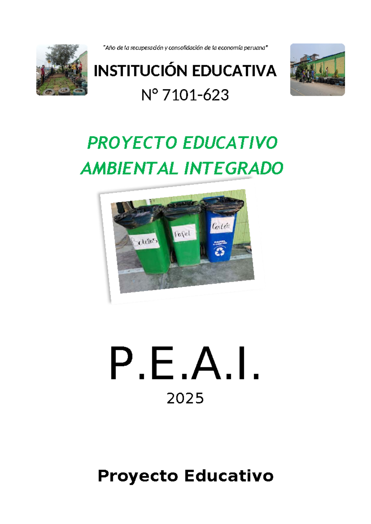 Proyecto Educativo Ambiental Integrado 2025 - PEAI 7101-623 - Studocu