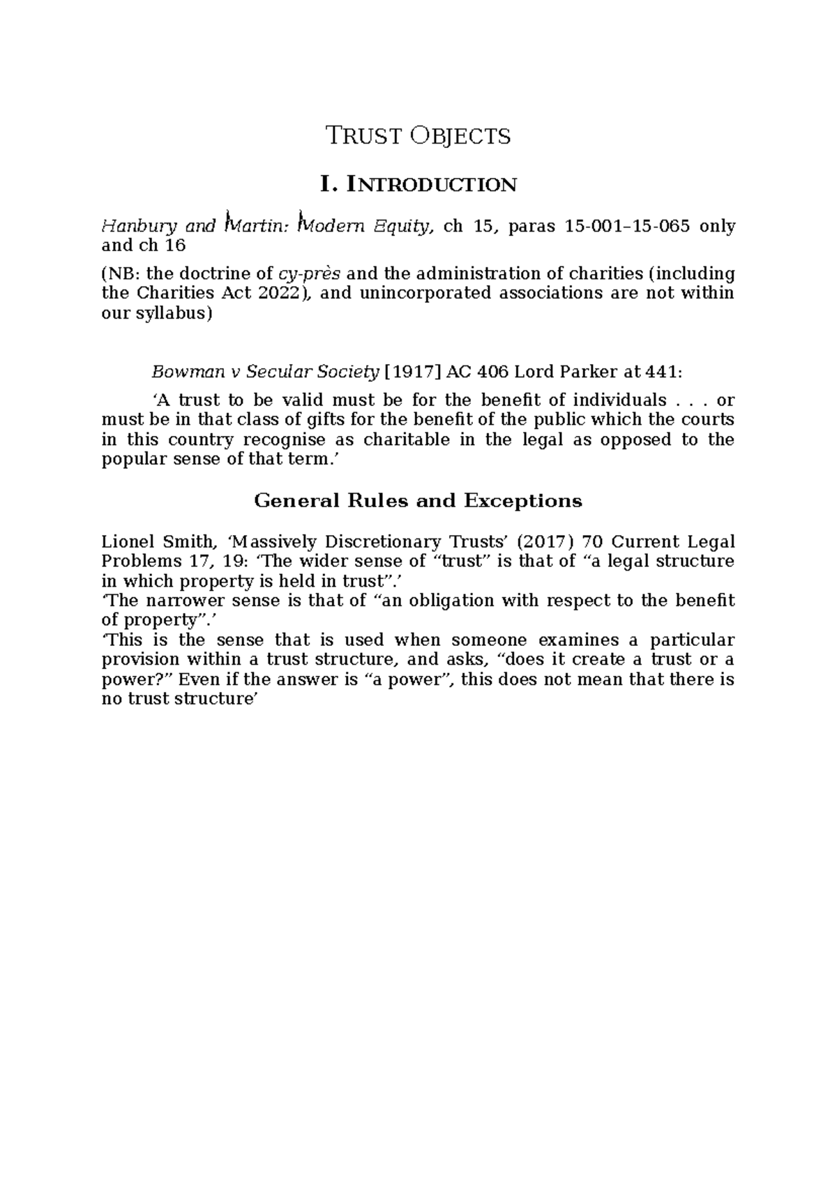 Trust Objects: Key Principles and Legal Framework (Trust Law) - Studocu