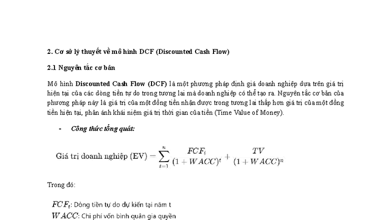 Lttctt 8 KChi - Mô Hình DCF: Nguyên Tắc và Khái Niệm Cơ Bản - Studocu