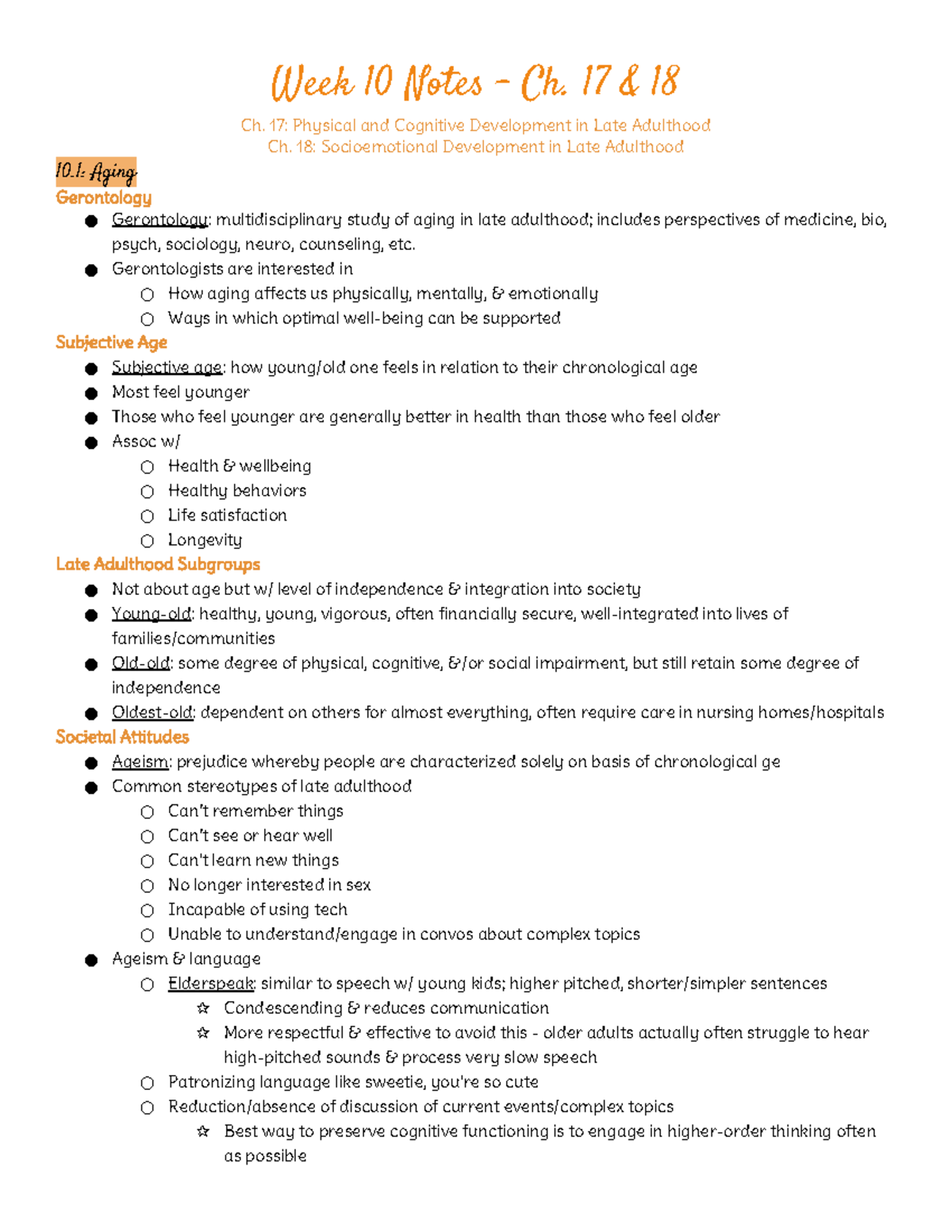 Week 10 Notes - Ch. 17 & 18 - Week 10 Notes - Ch. 17 & 18 Ch. 17 ...