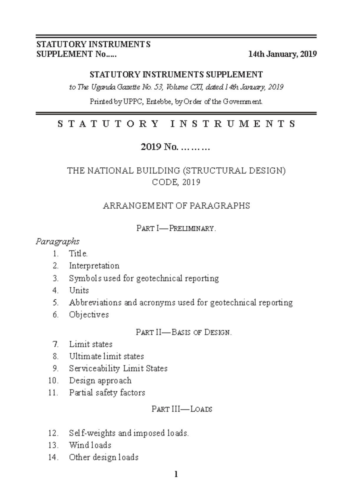 STATUTORY INSTRUMENTS SUPPLEMENT: National Building Code 2019 - Studocu