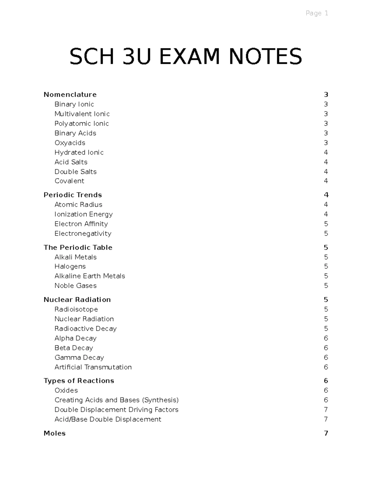 SCH3U Final Exam Review 2024: Key Concepts and Practice - Studocu