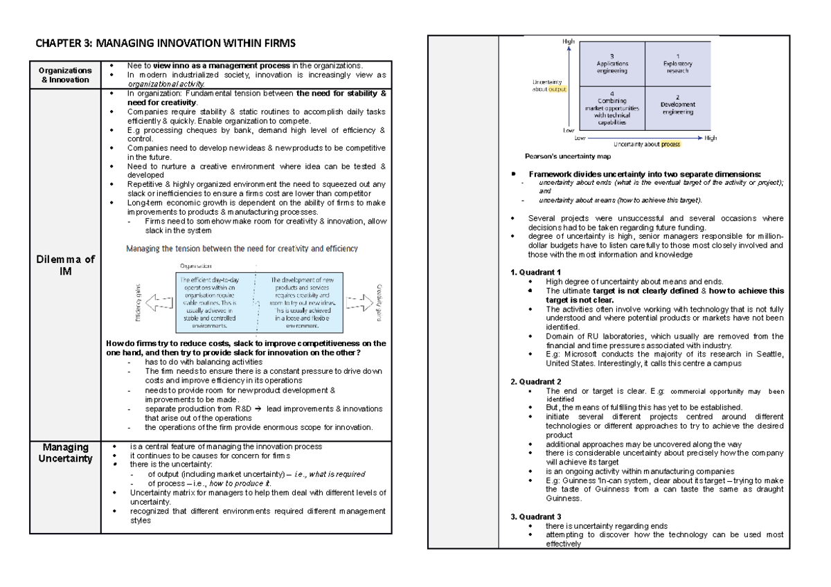 Chapter 3: Managing Innovation in Firms - Key Concepts and Frameworks ...