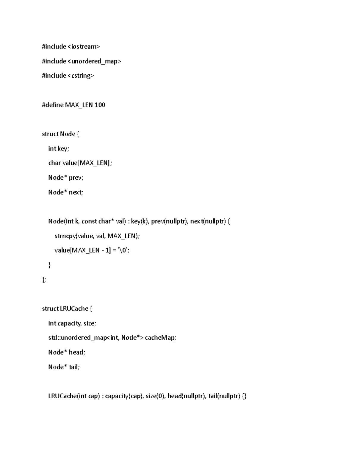 LRUCache Implementation in C++ - MAP Course Notes - Studocu