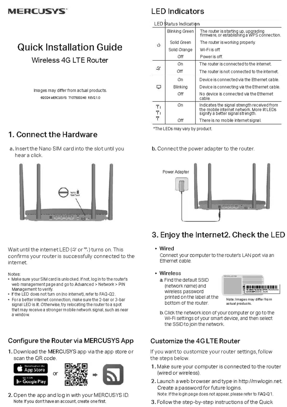 MB115-4G - Quick Installation Guide for MERCUSYS 4G LTE Router - Studocu