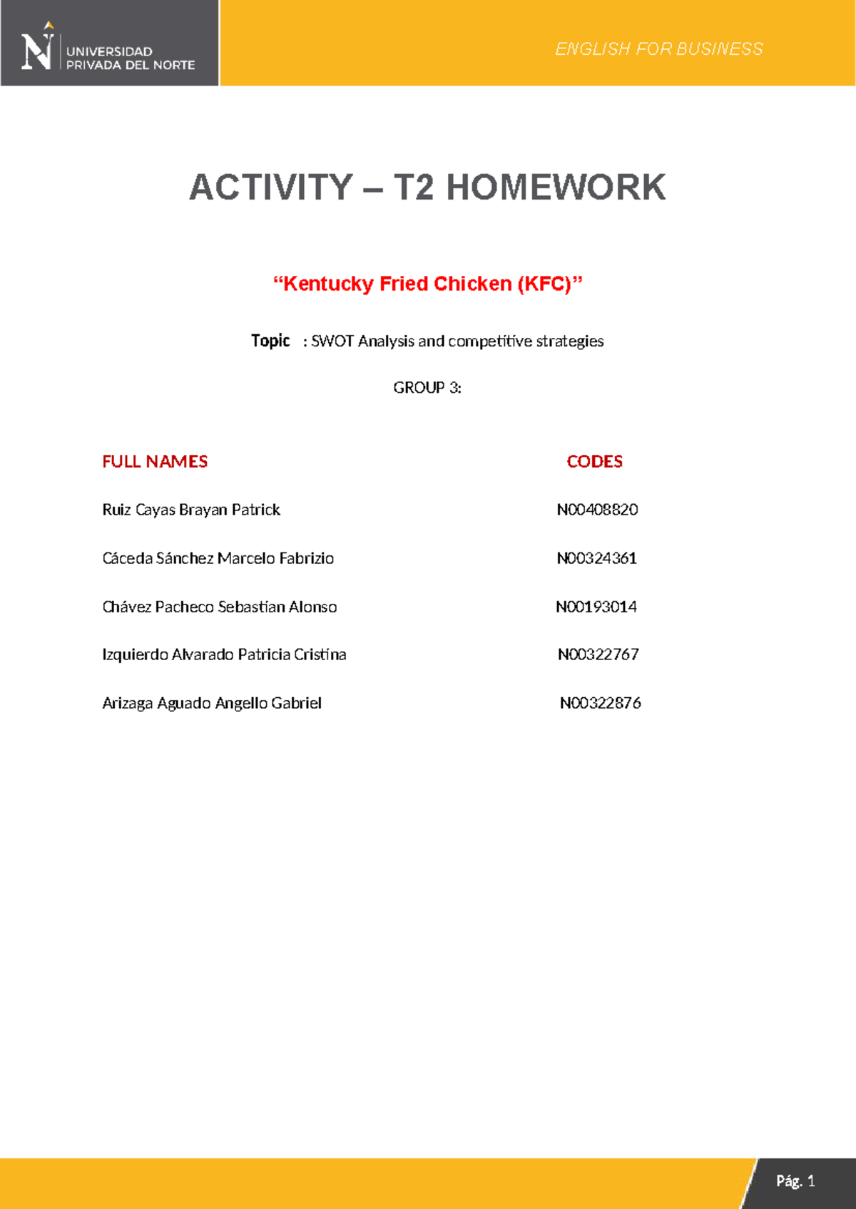 T2 English FOR Bussines Group 3 - ACTIVITY – T2 HOMEWORK “Kentucky ...