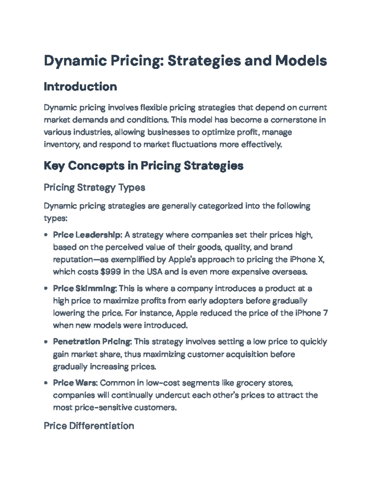 Dynamic Pricing Strategies: Models and Practical Applications - Dynamic ...