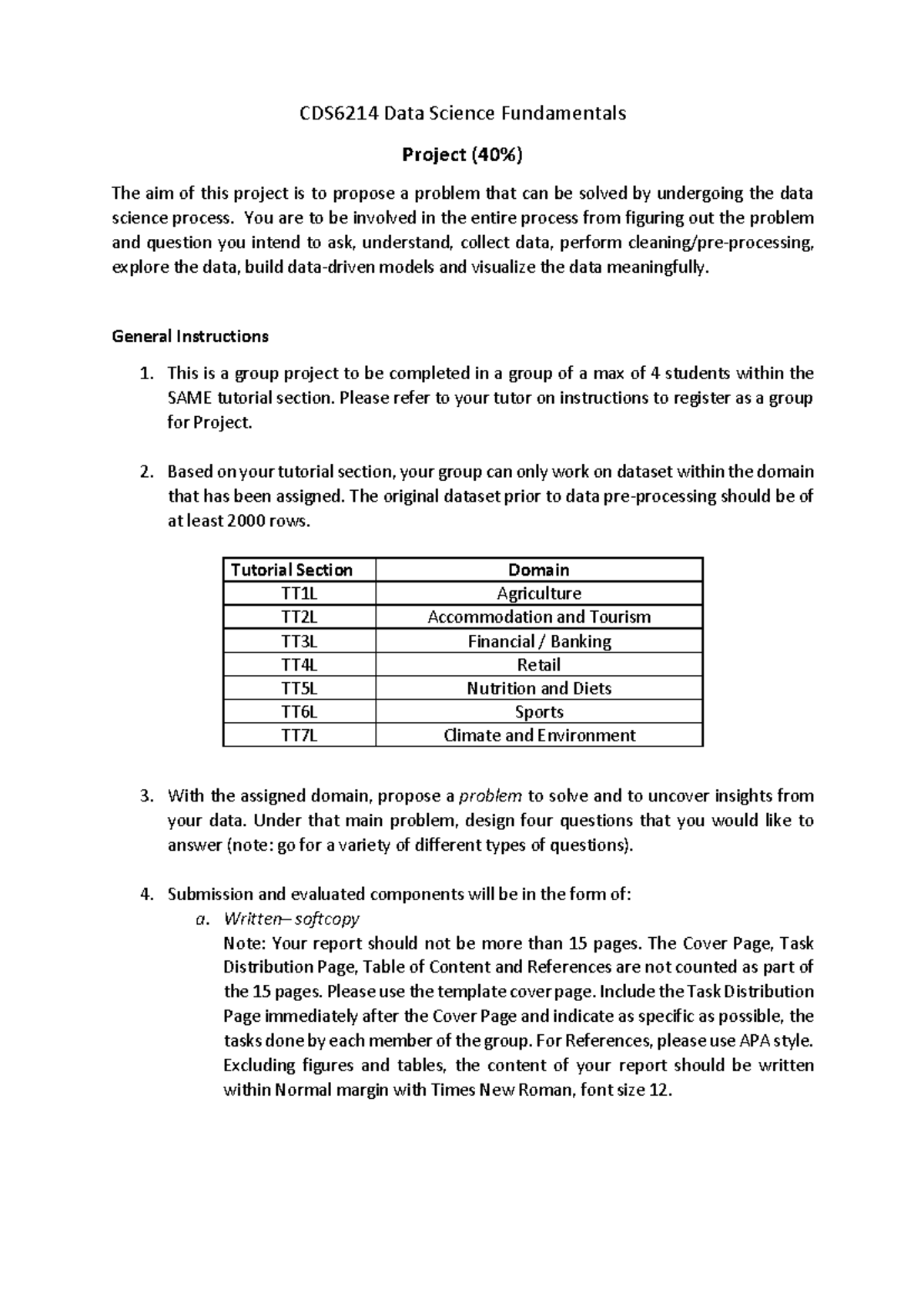 CDS6214 Data Science Fundamentals: Project Instructions & Guidelines ...