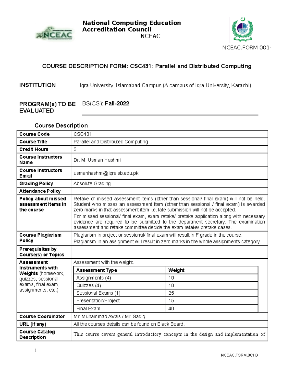 CSC431: Parallel and Distributed Computing Course Outline and Notes ...