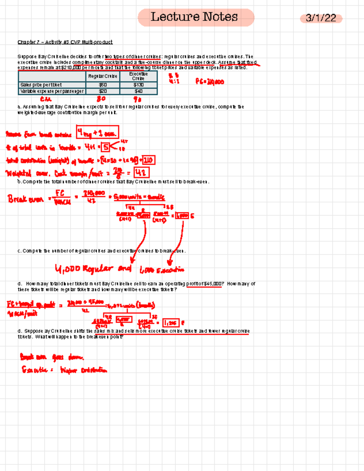 ACC 278 - lecture notes and practice problems for Chapter 7 on cost ...
