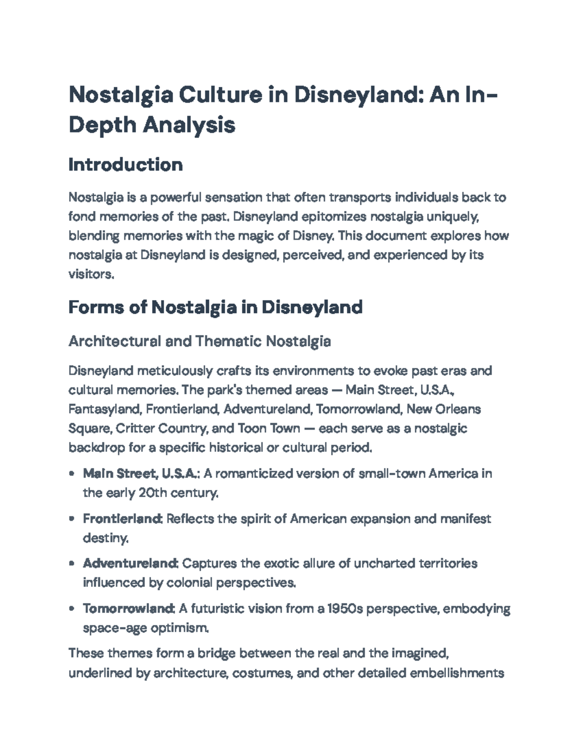 Nostalgia Culture in Disneyland: An In-Depth Visitor Experience ...