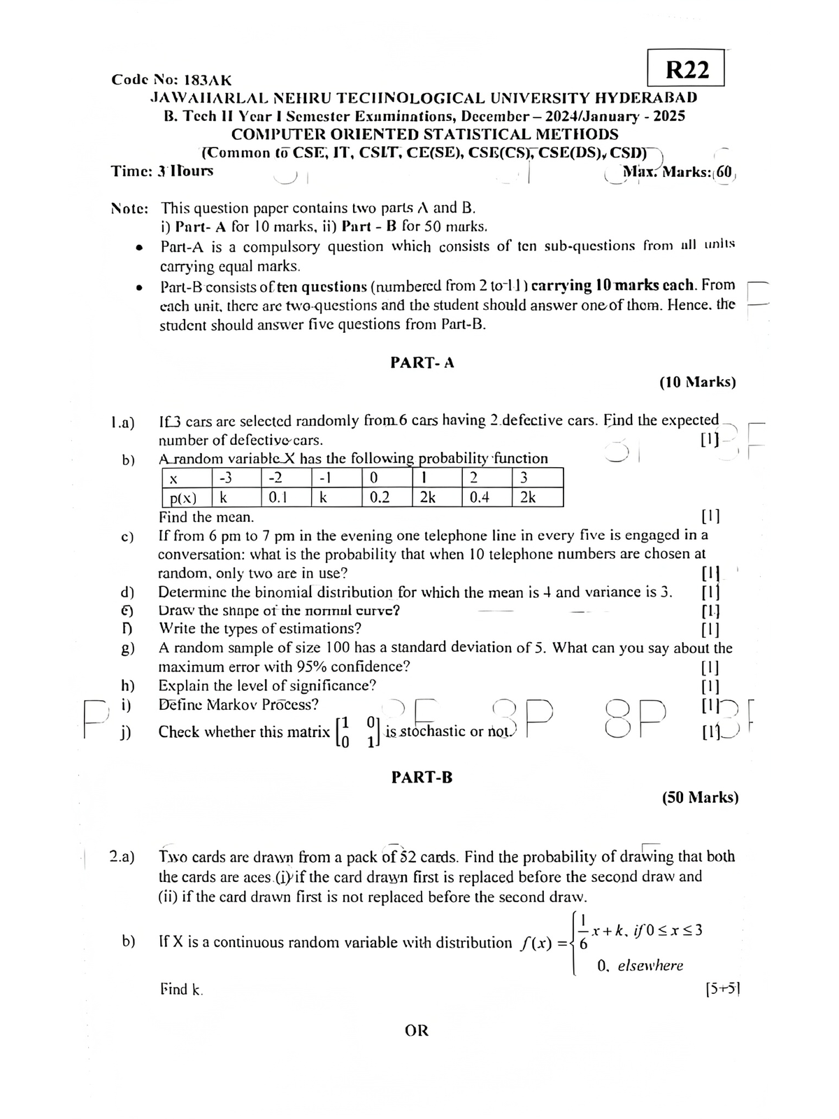 B.Tech 1st Year Sem 1 Exam Dec 2025: Computer Oriented Statistical ...