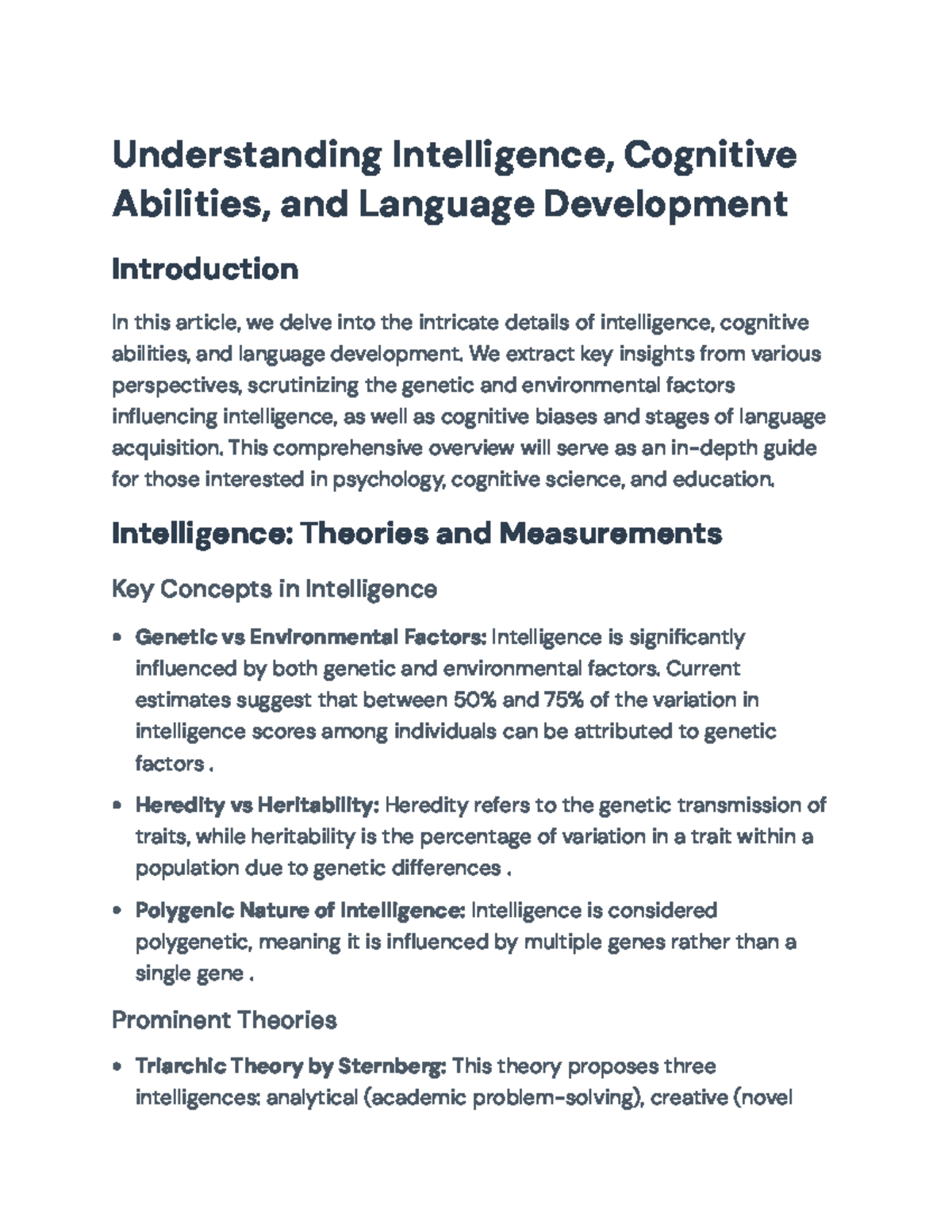 Understanding Intelligence, Cognitive Abilities & Language Development ...