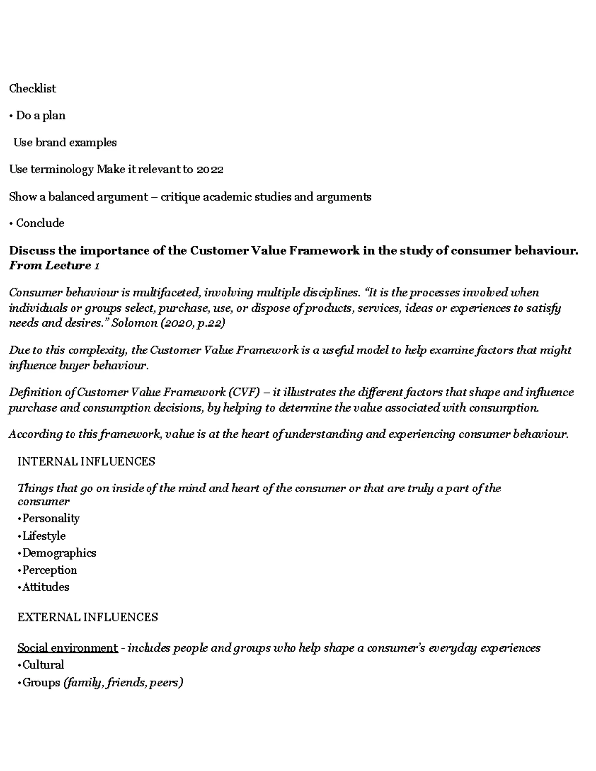 Consumer Behaviour Analysis for Exam Preparation (CB 101) - Studocu