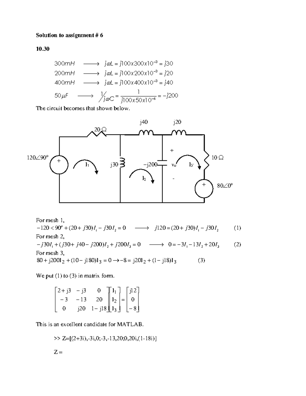 Assignment 6 Solutions: Circuit Analysis and Thevenin Equivalents - Studocu