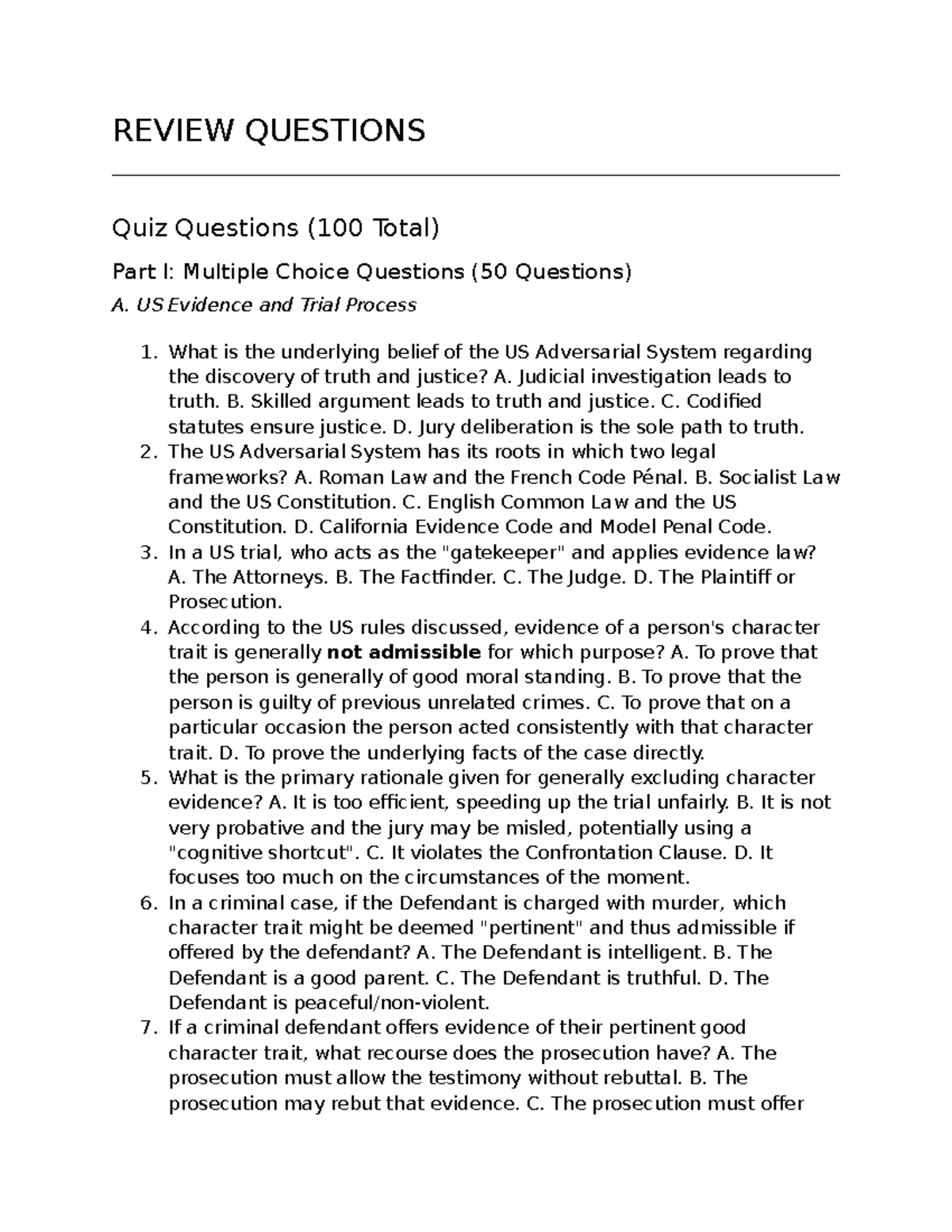 REVIEW QUESTIONS Quiz (100 Total) for CCL Class CLC48D - Studocu