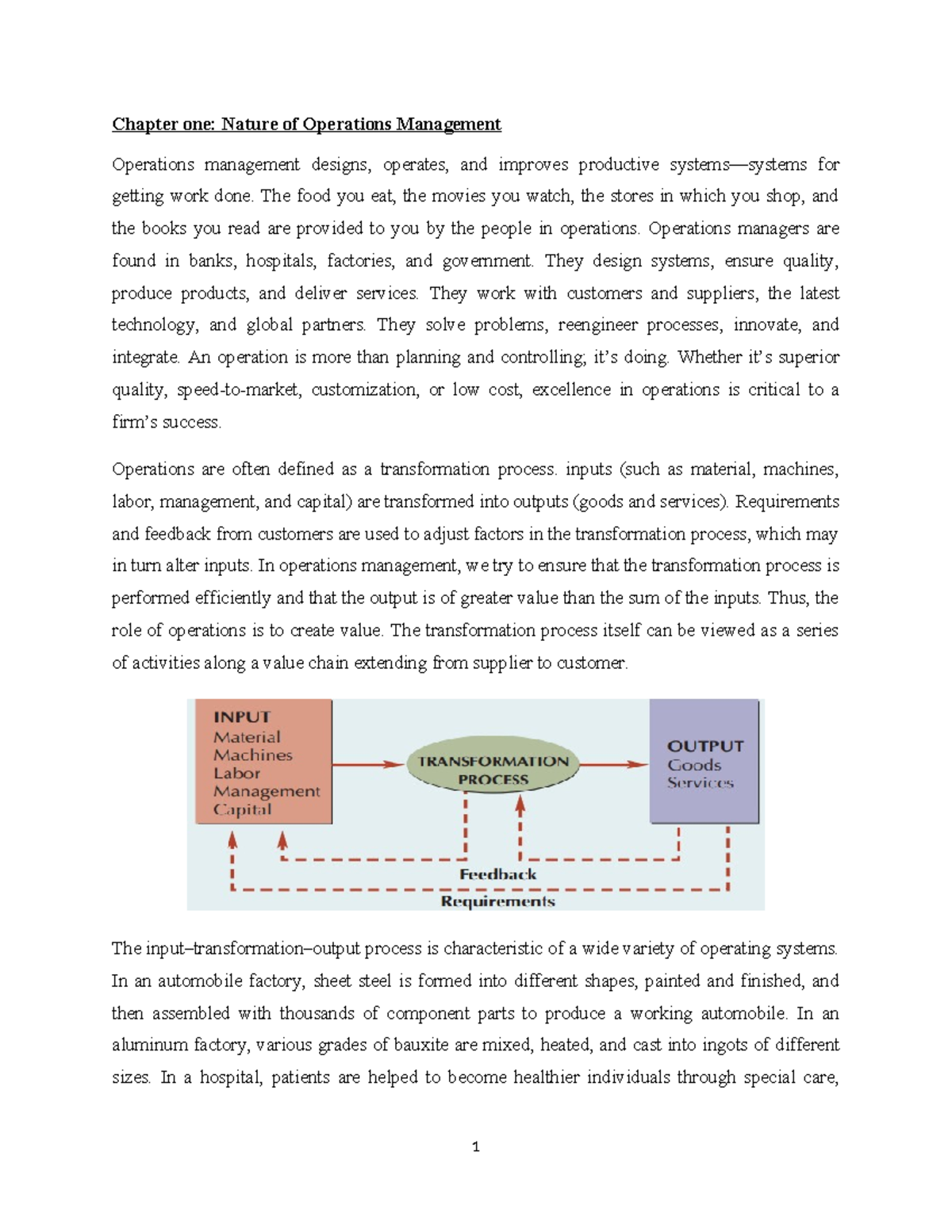 Chapter 1: Introduction to Operations Management (OM 101) - Studocu