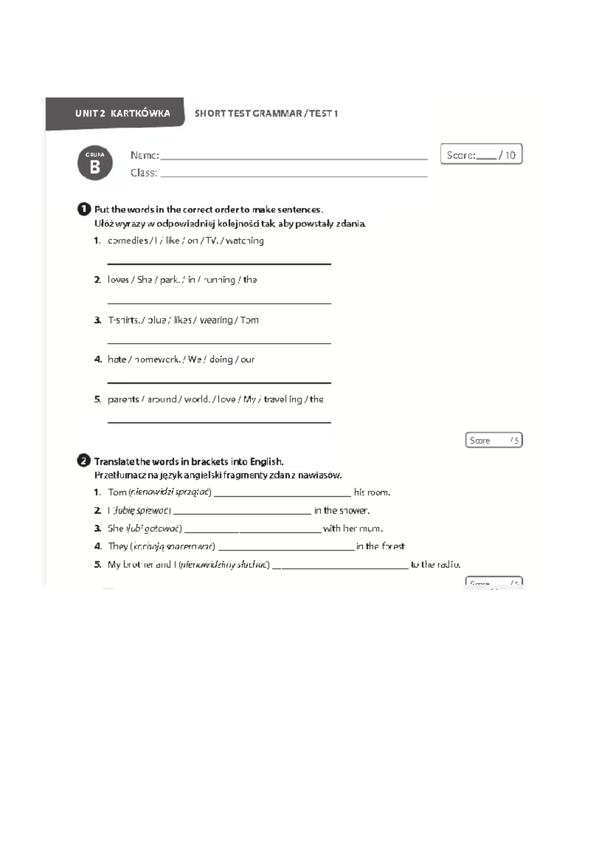 Unit 2 - Test: Grammar and Vocabulary Practice - Studocu