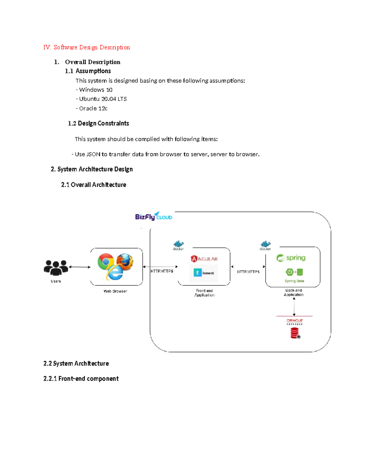 Software Design Description for CS101: Architecture and Components ...