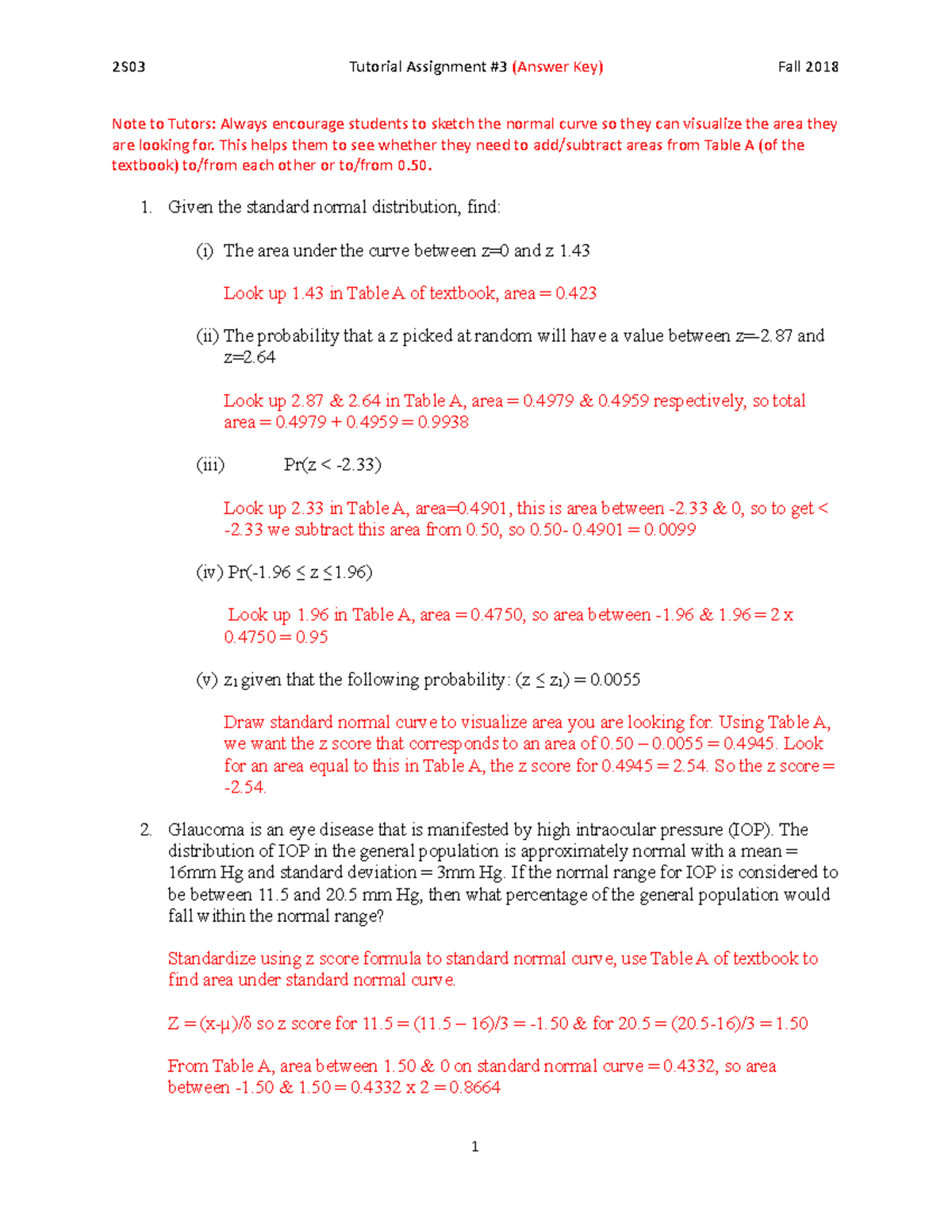 Tutorial Assignment 3 Answers - This helps them to see whether they ...