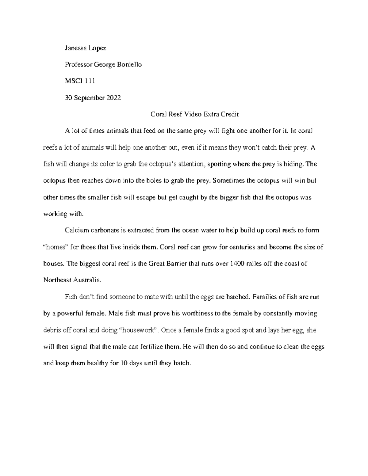 Coral Reef Ecosystem Insights - MSCI 111 Extra Credit Study - Studocu