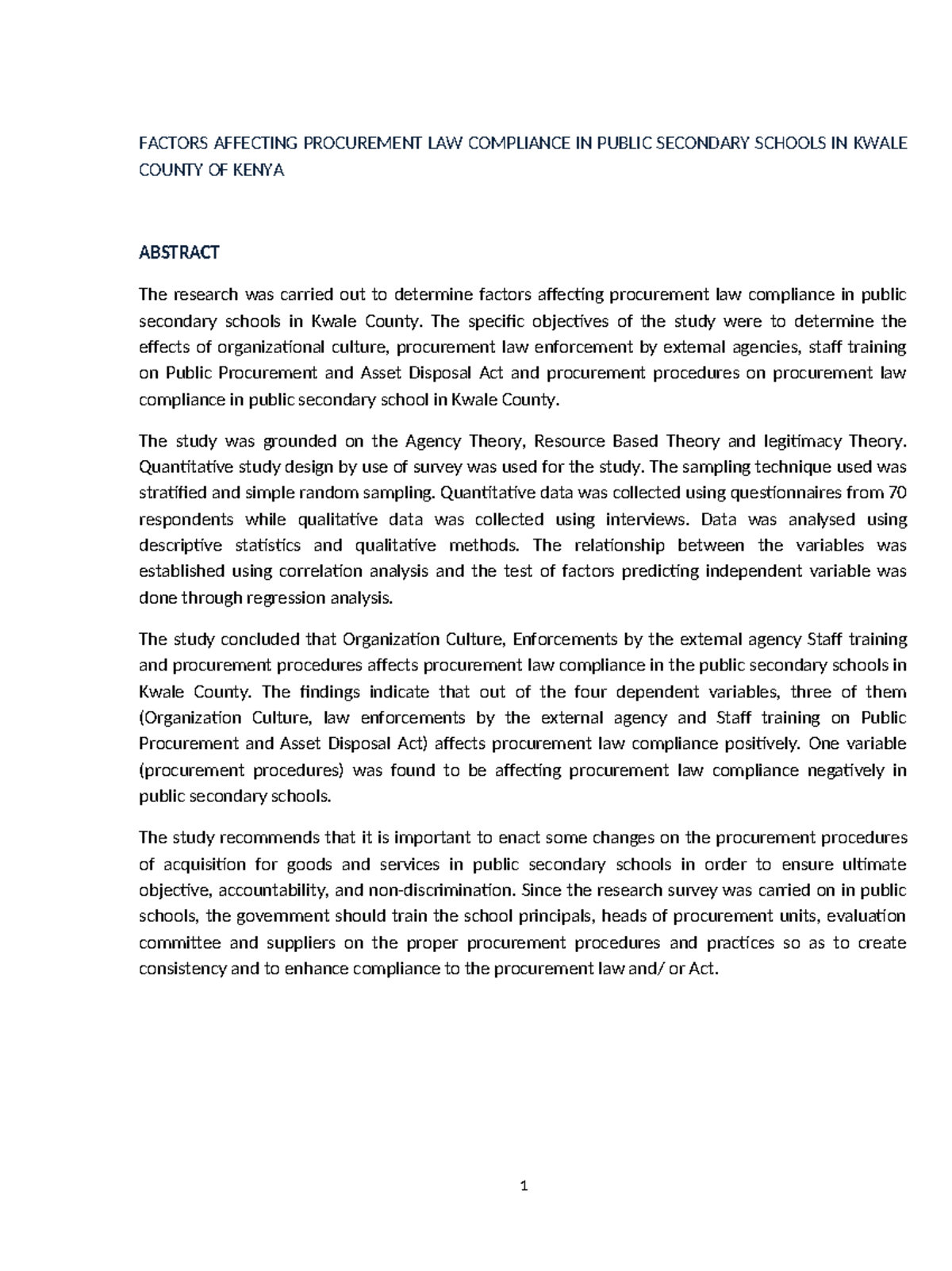 Bettsy project-1 - This is a sample research project - FACTORS ...
