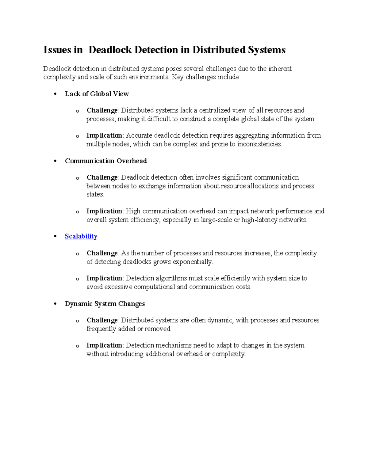 Issues in Deadlock Detection in Distributed Systems - Key challenges ...