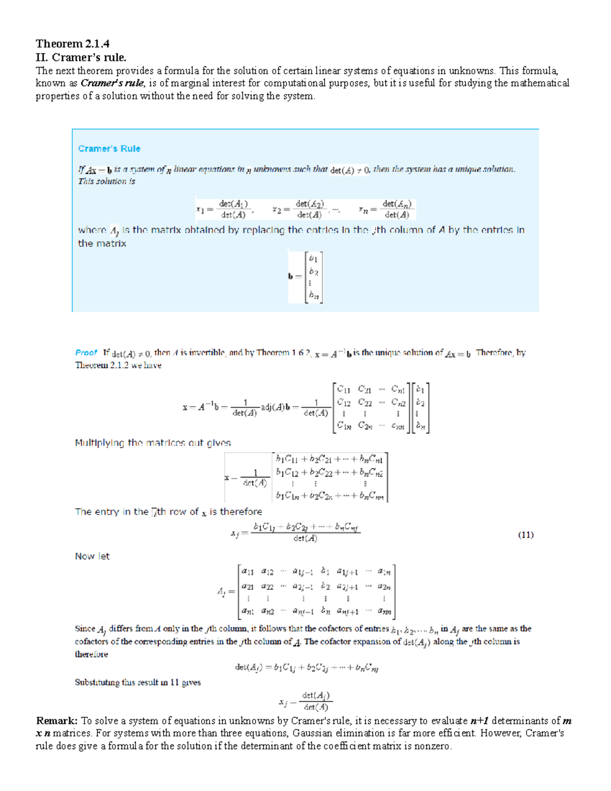 Btl ĐSTT - Cramer's Rule in Linear Algebra Project Analysis - Studocu