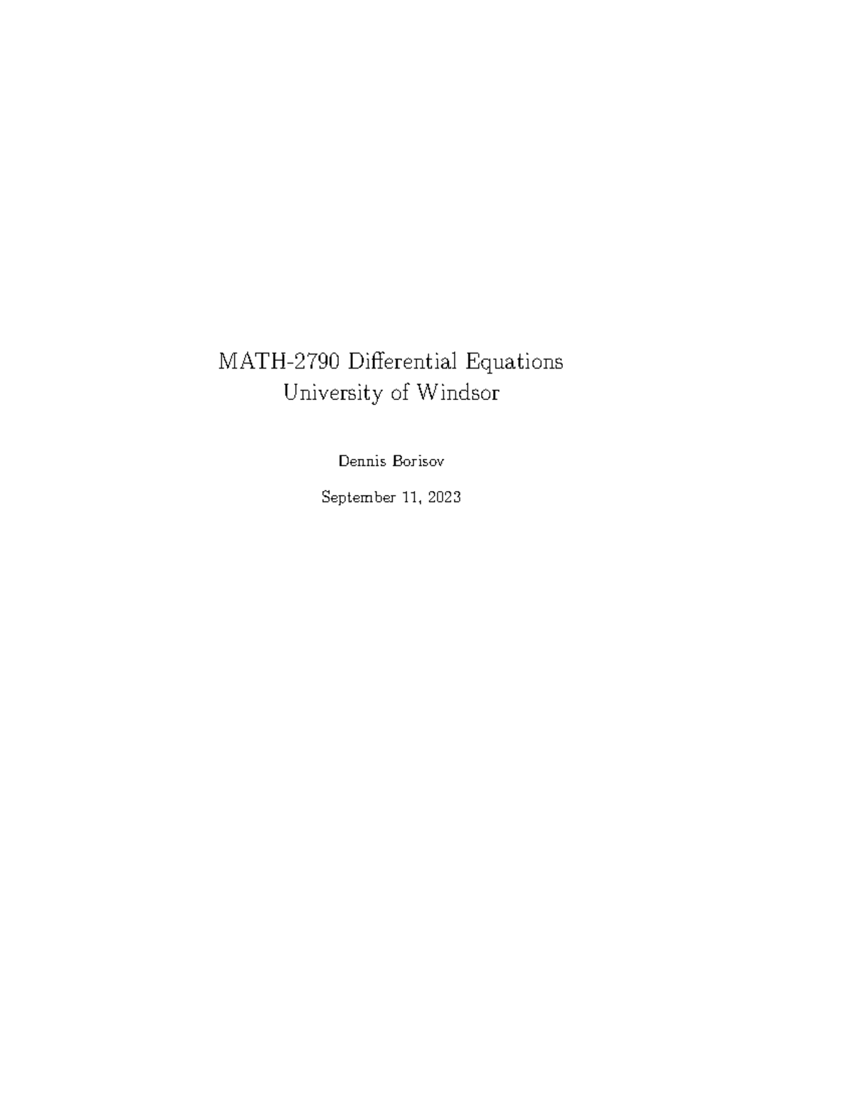 MATH-2790 Final Exam Notes on Differential Equations - Sept 2023 - Studocu