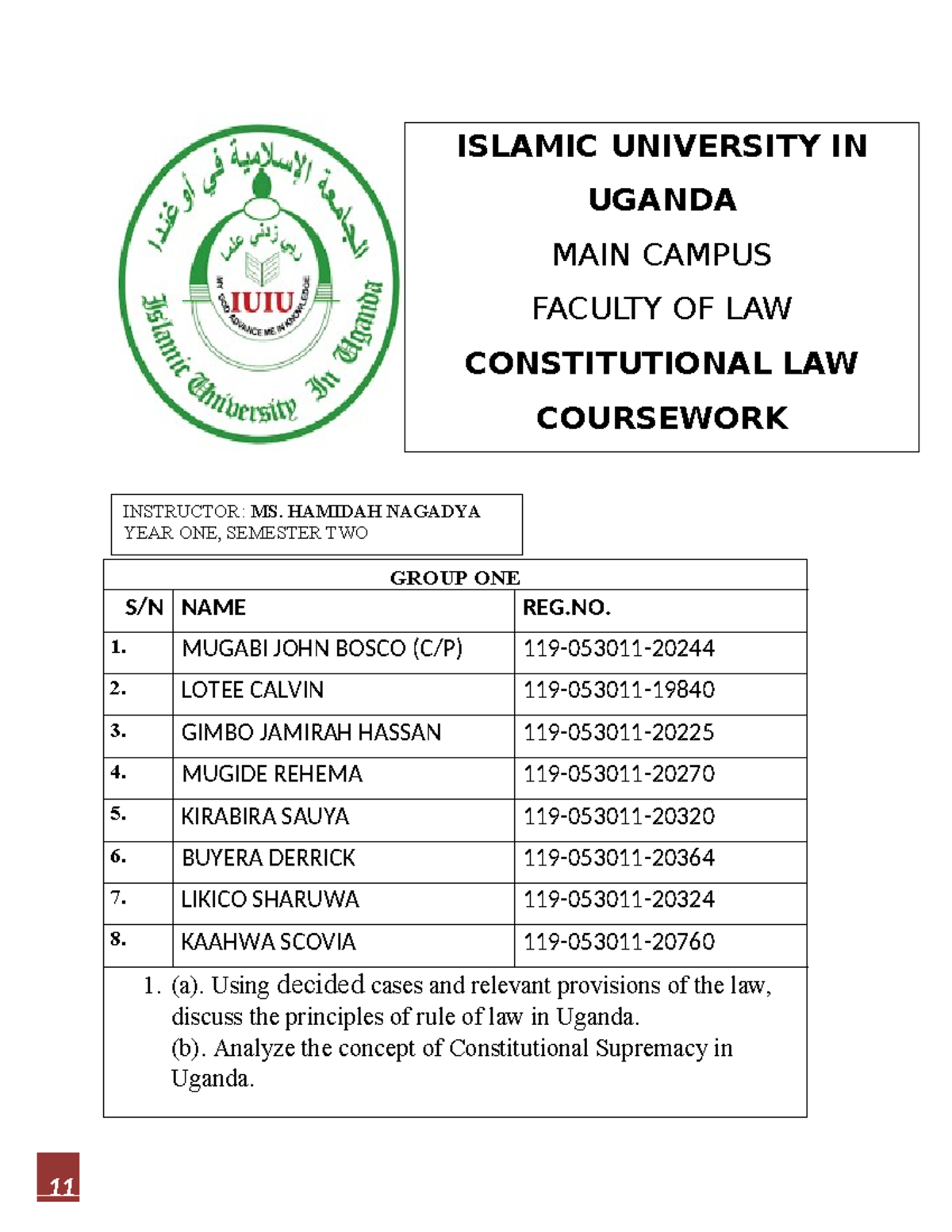 Constitutional Rule of Law and constitutional supremacy - ISLAMIC ...