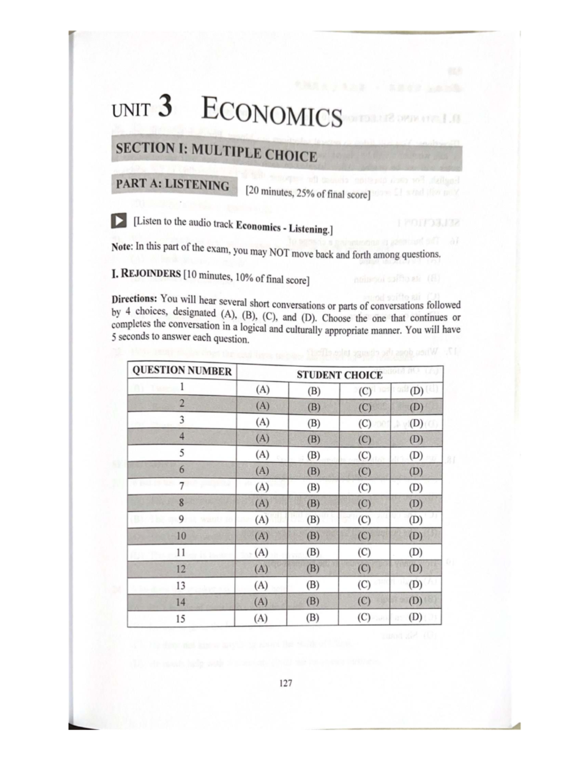 UNIT 3 Economics - Final Exam Listening Multiple Choice Questions - Studocu