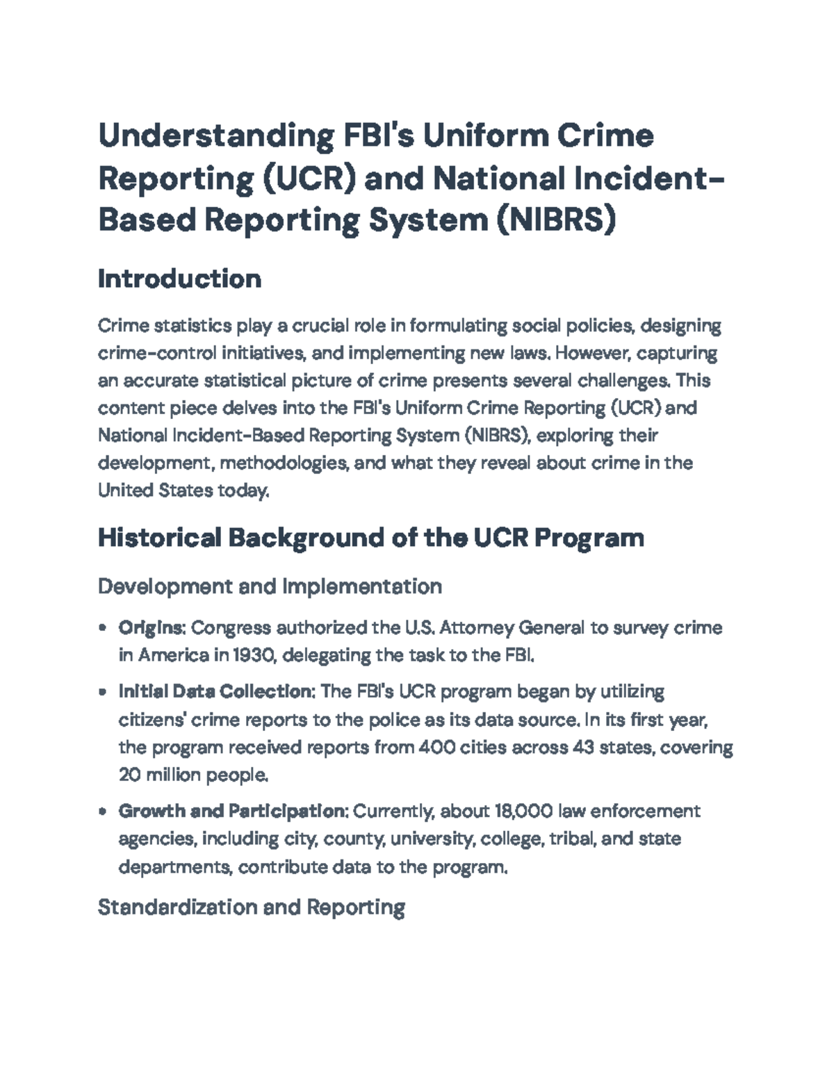 Understanding FBI's UCR and NIBRS: A Detailed Overview of Crime Data ...