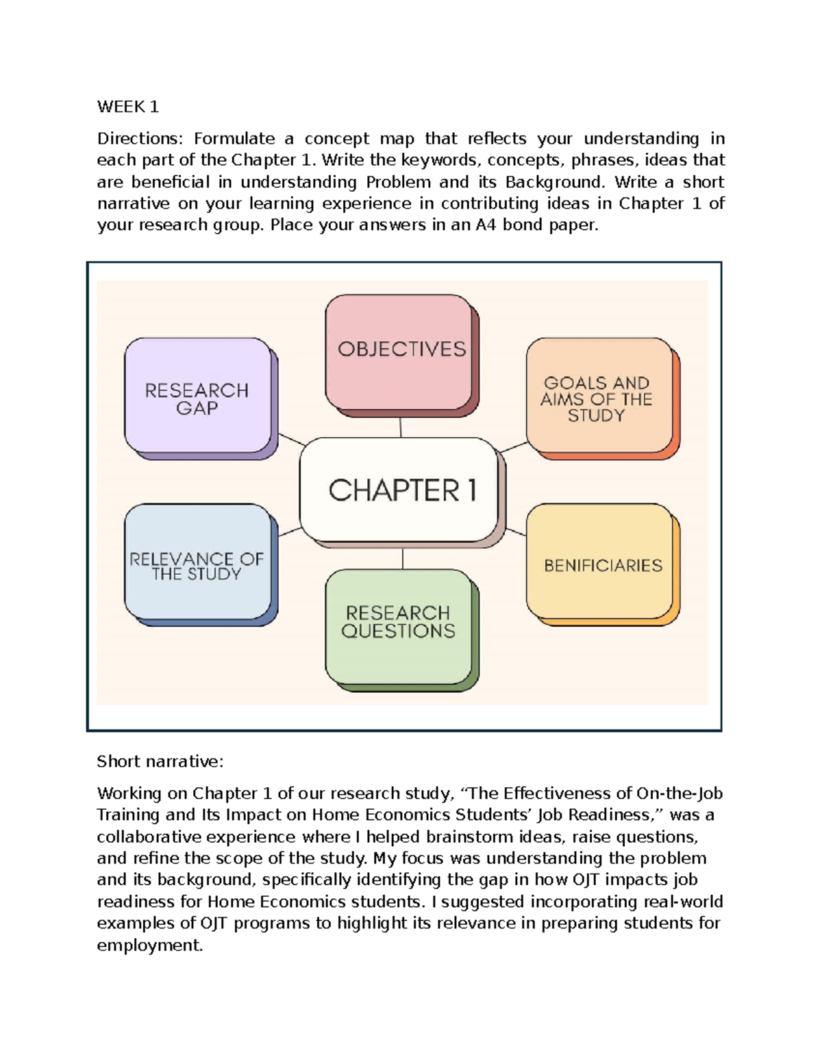 WEEK 1 & 2: Concept Maps & Narratives on Research Chapters - Studocu