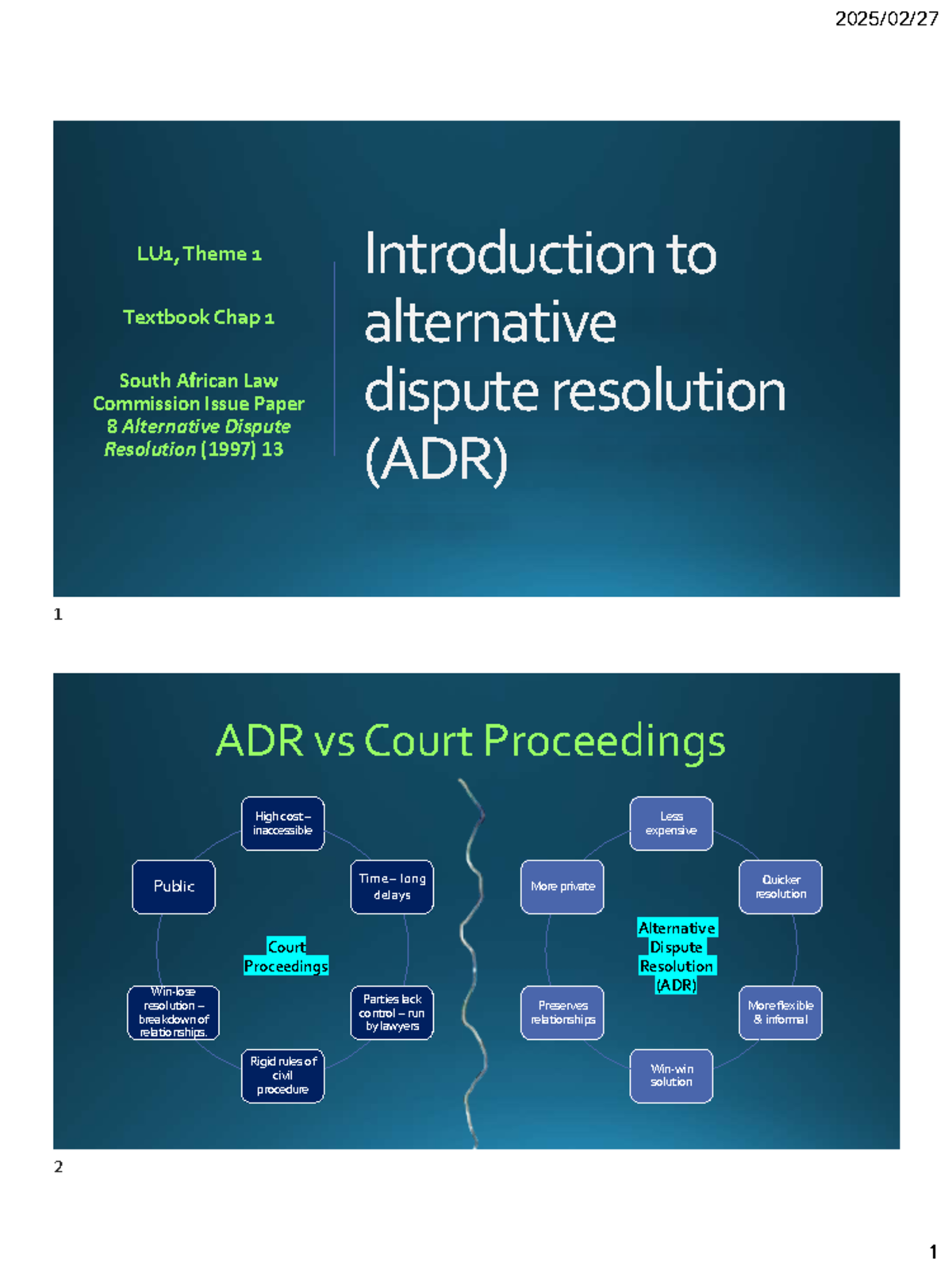 Introduction to Alternative Dispute Resolution (ADR) - LU1 Theme 1 ...