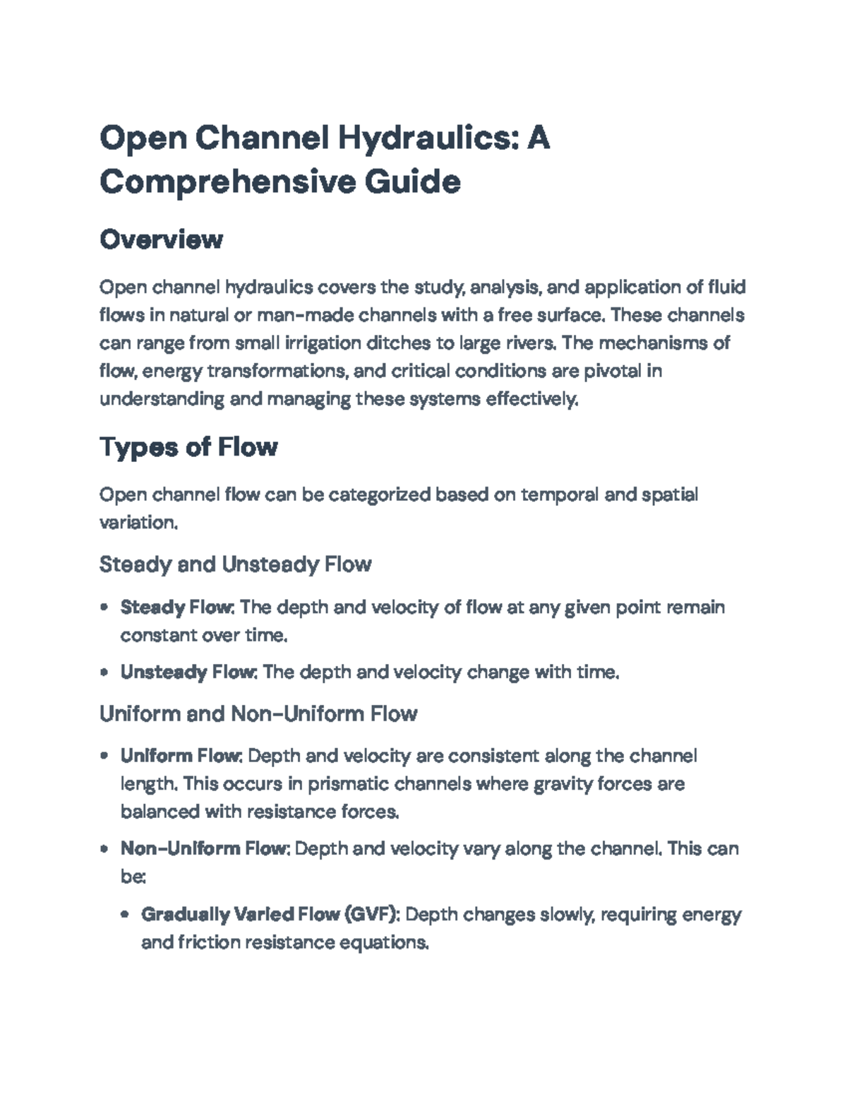 Open Channel Hydraulics: A Comprehensive Guide (ENG 301) - Open Channel ...