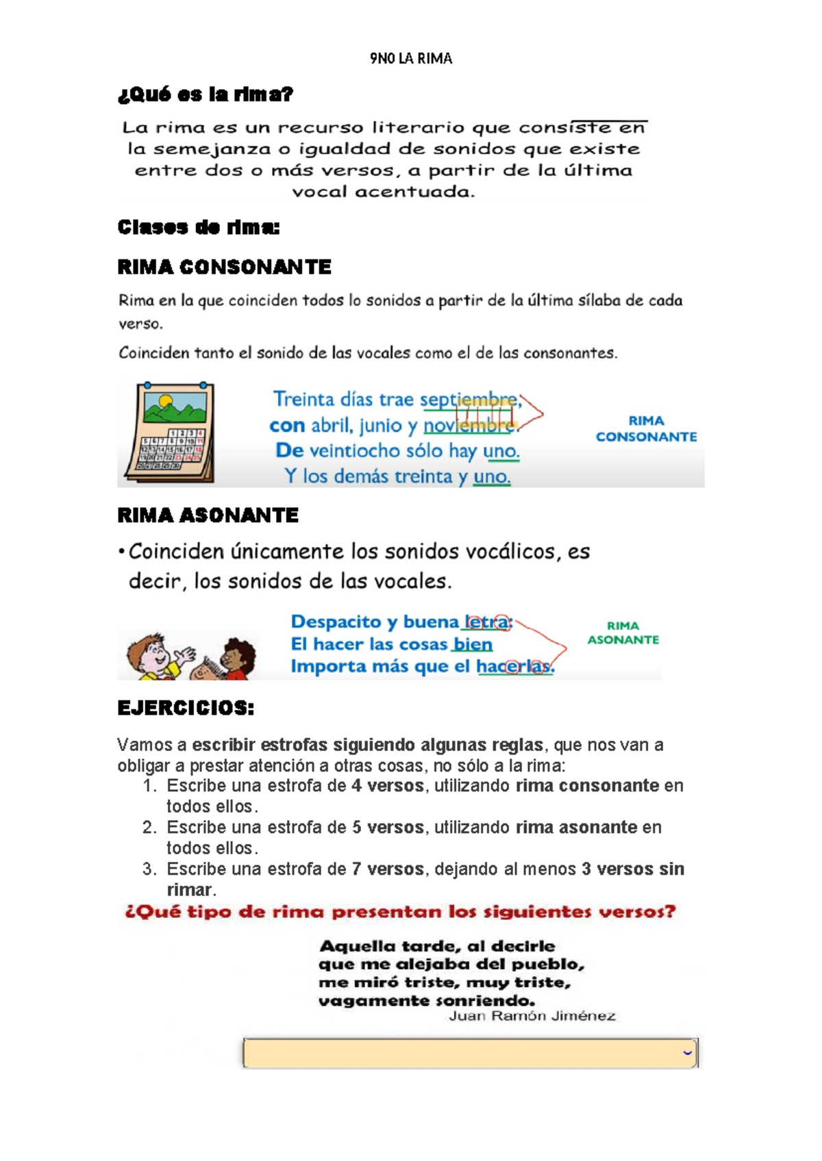 9N0 LA RIMA - La rima es un recurso literario que consiste en la ...