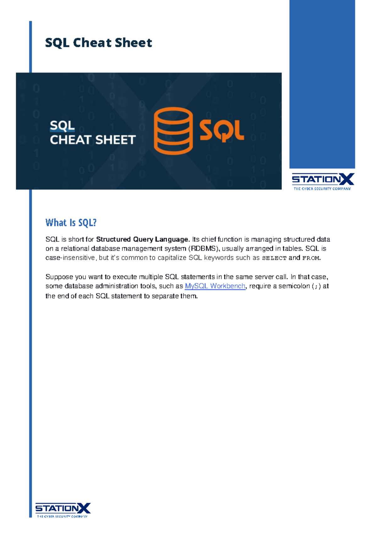 SQL Cheat Sheet: Essential Commands and Syntax for Databases - Studocu