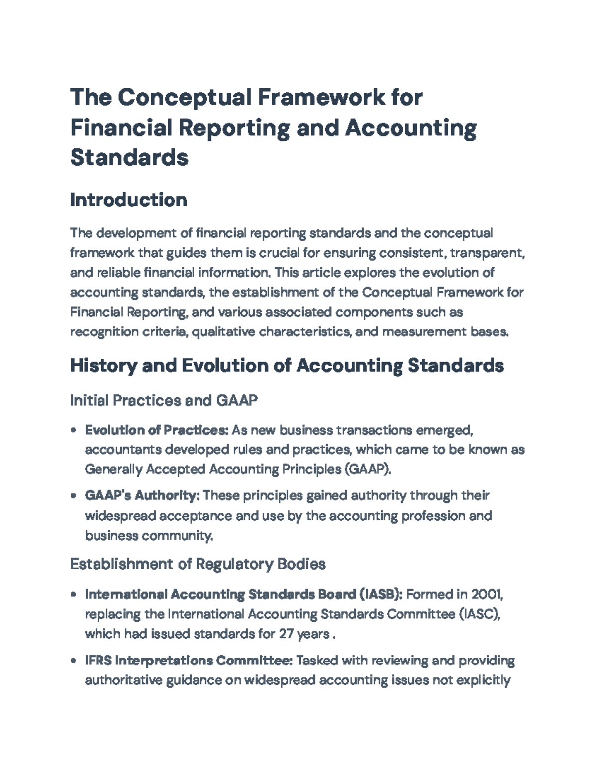 Conceptual Framework for Financial Reporting: Standards and Practices ...