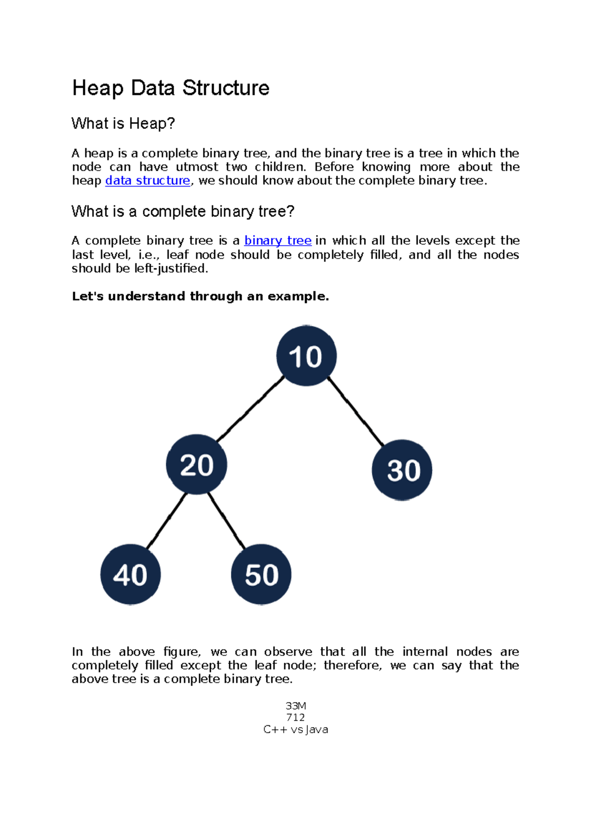 CSD101: Comprehensive Guide to Heap Data Structure Concepts - Studocu