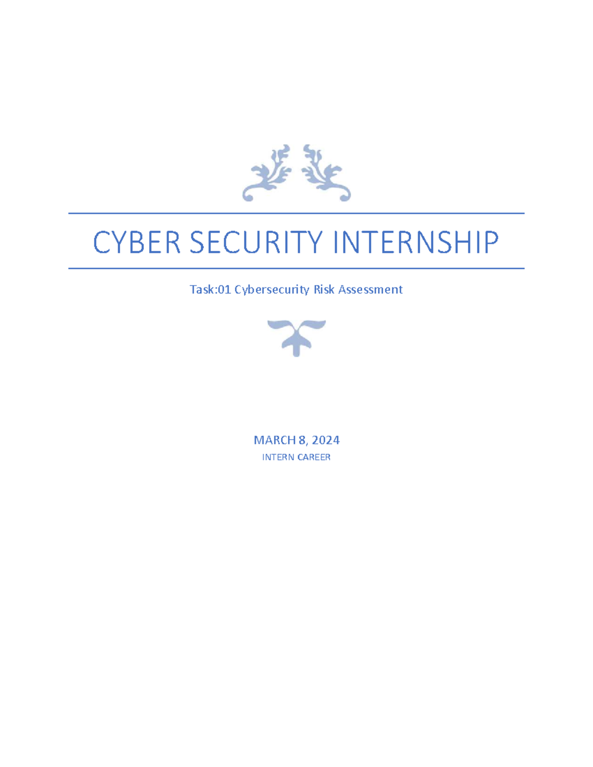 CYBER 101: Internship Task 01 - Cybersecurity Risk Assessment - Studocu