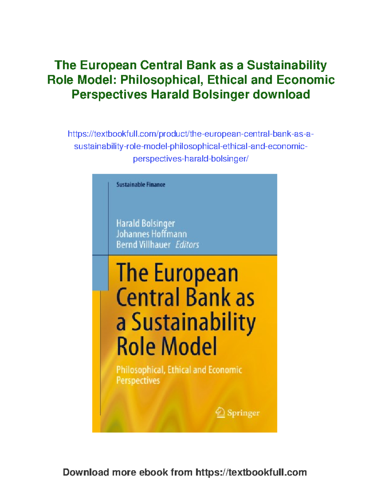 The European Central Bank: A Sustainability Role Model in Finance - Studocu