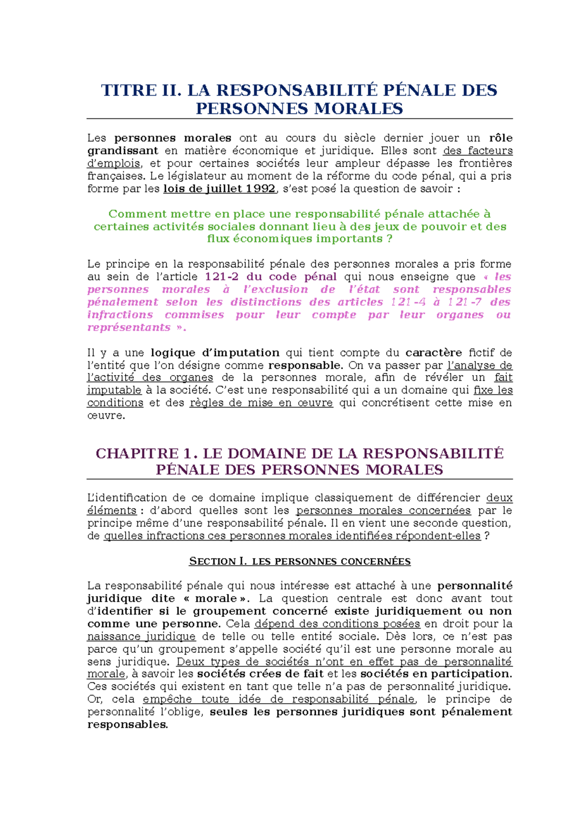 les-personnes-morales-titre-ii-la-responsabilit-p-nale-des